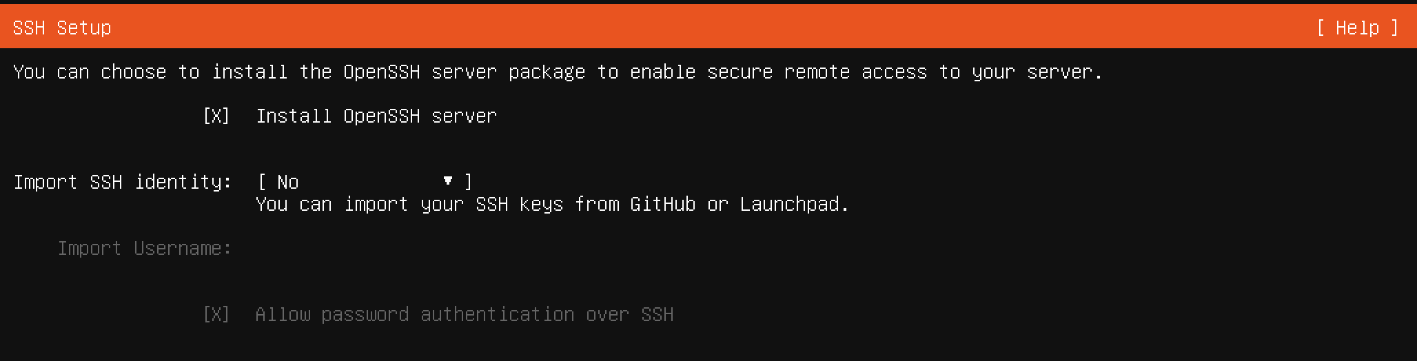Linux installation ssh setup